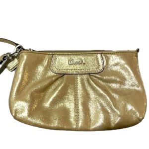 Coach Gold Suede Convertible Wristlet Purse